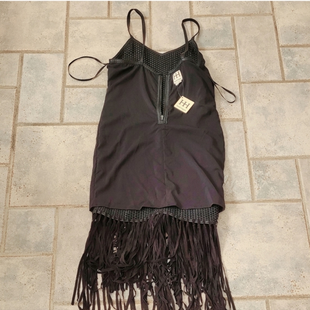 Haute Hippie Black Fringe Knit Midi Slip Dress - Picture 11 of 15
